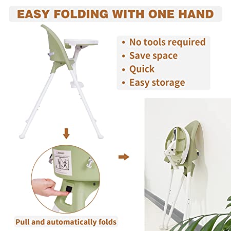Folding High Chair with Double Tray